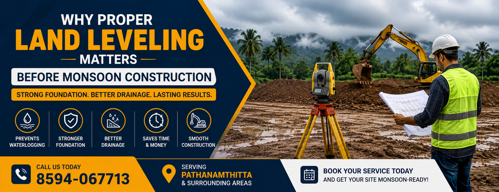 Land Leveling Before Monsoon Construction in Pathanamthitta